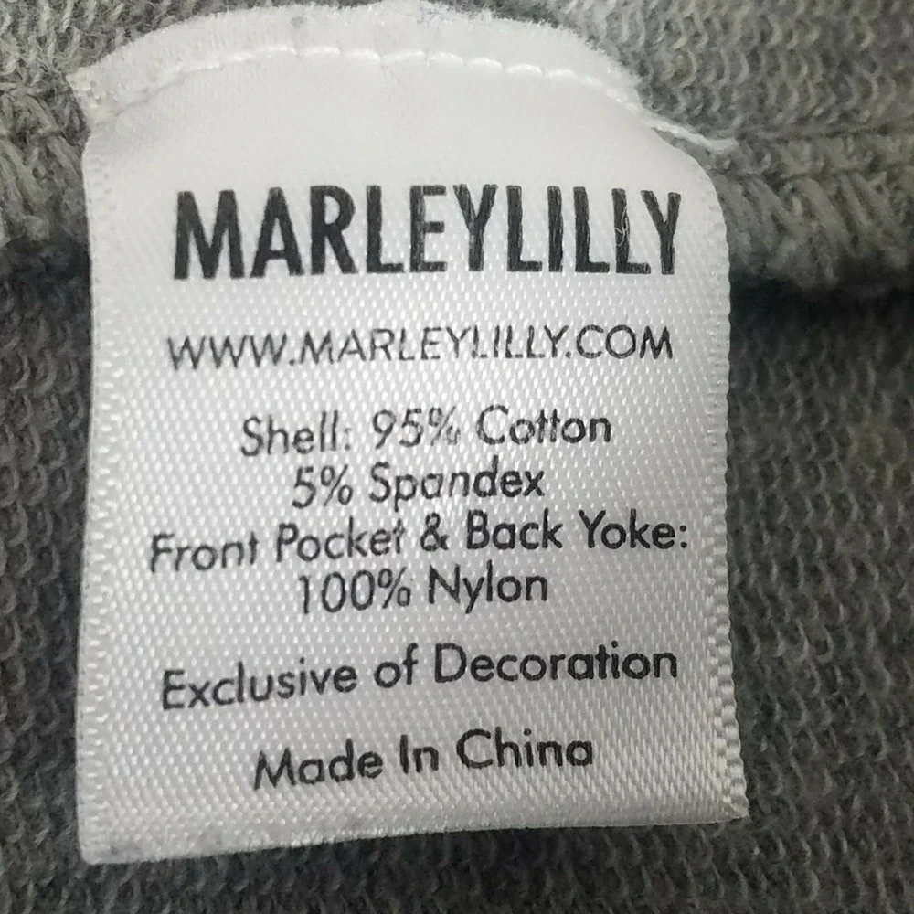 Marley Lilly Size Large pullover sweater gray with elbow pads and front monogram